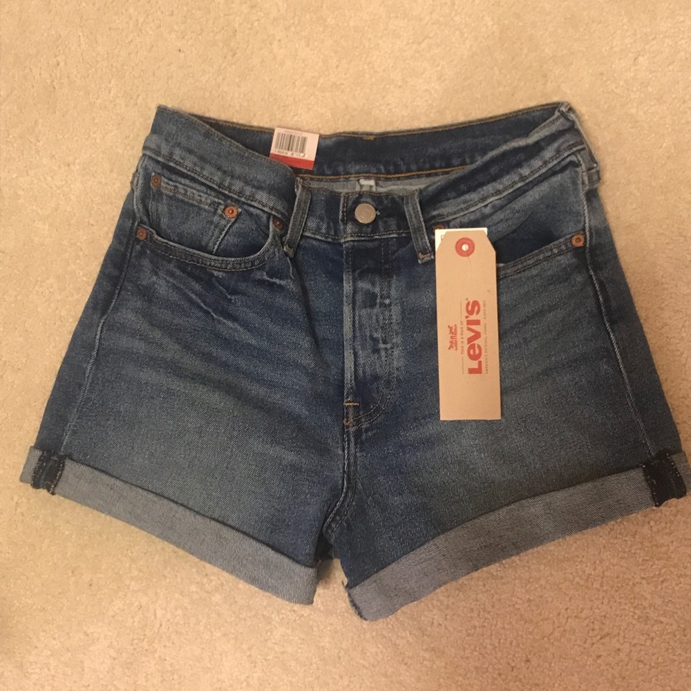 Levi's high waisted dark denim shorts